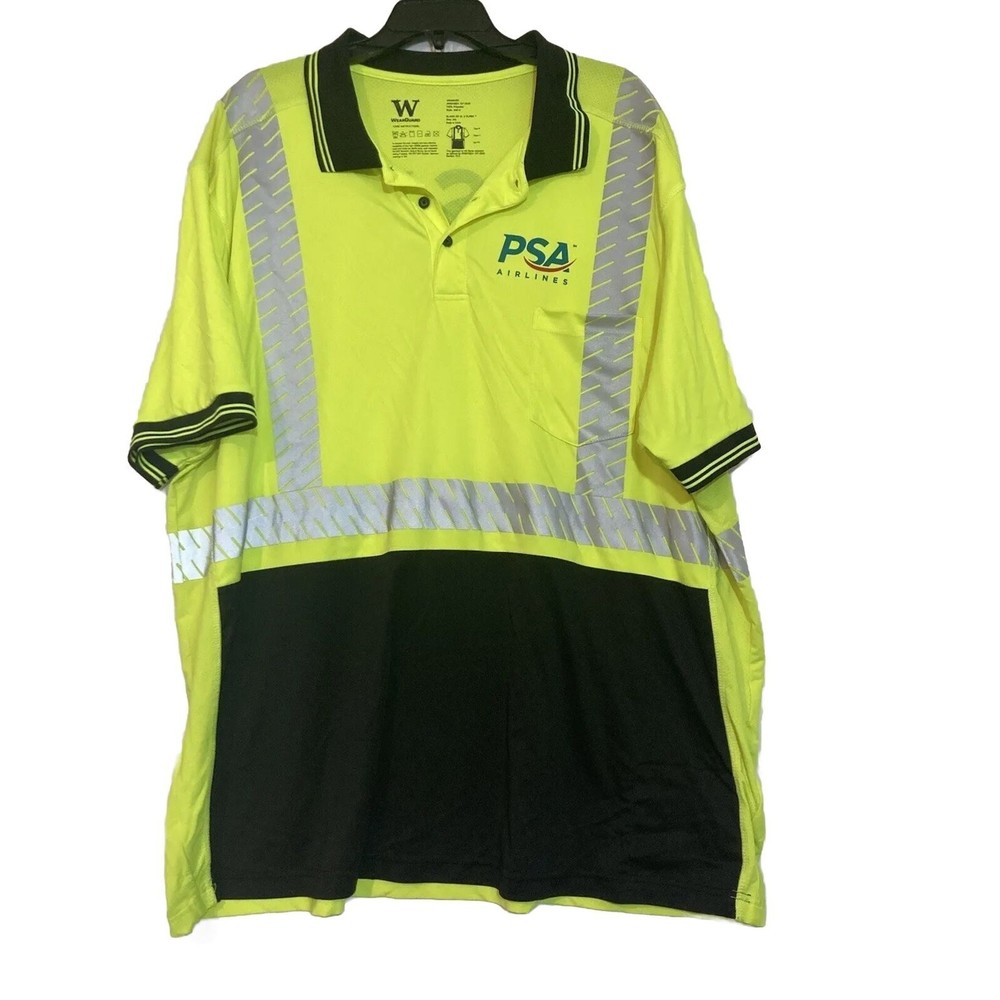 Pacific Southwest Airlines PSA Ground Crew Polo Neon Shirt 3XL Wearguard Vintage
